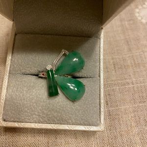 Butterfly Burmese jadeite ring